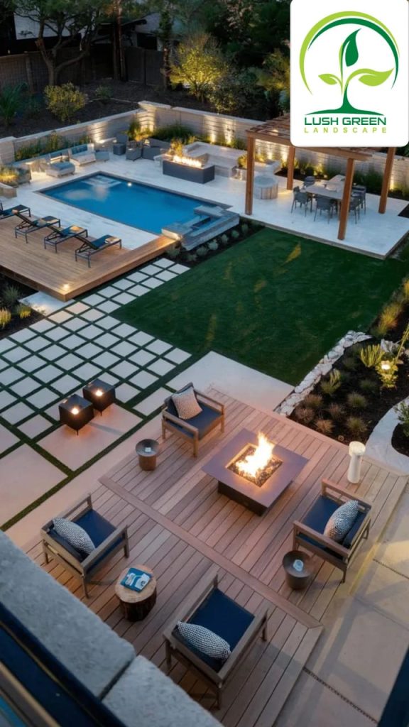 Pool & terrace at dusk