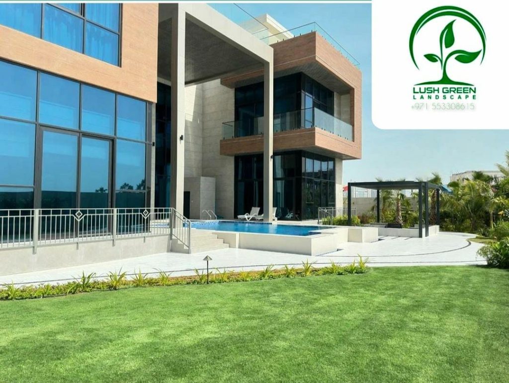 Villa lawn & pool
